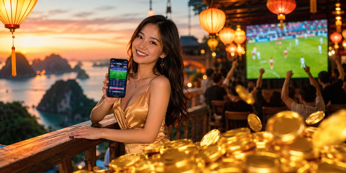 Người dùng theo dõi kèo esports tại Hội An với đèn lồng truyền thống