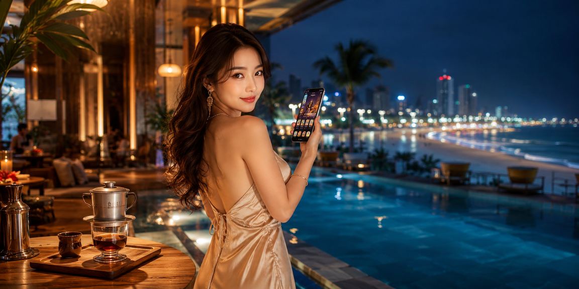 Người dùng thư giãn với cà phê và ứng dụng casino tại Vũng Tàu